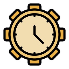Poster - Clock gear icon. Outline clock gear vector icon color flat isolated