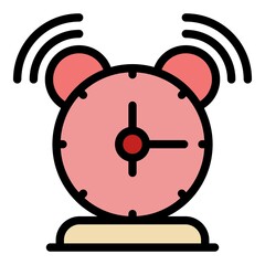 Poster - Alarm clock icon. Outline alarm clock vector icon color flat isolated