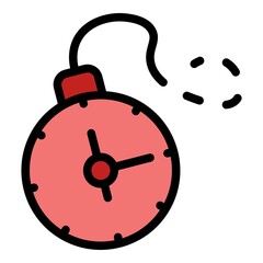 Poster - Watch bomb icon. Outline watch bomb vector icon color flat isolated