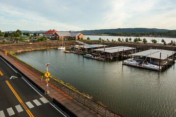 boat dock in kalama, washington. view from above
