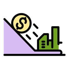 Poster - Trade war money fall icon. Outline trade war money fall vector icon color flat isolated