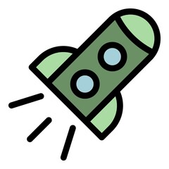 Poster - Rocket icon. Outline rocket vector icon color flat isolated