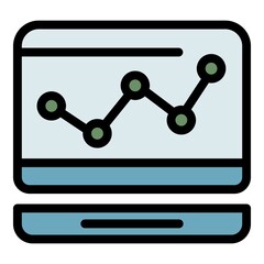 Poster - Laptop chart icon. Outline laptop chart vector icon color flat isolated