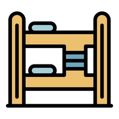 Poster - Children bunk bed icon. Outline children bunk bed vector icon color flat isolated