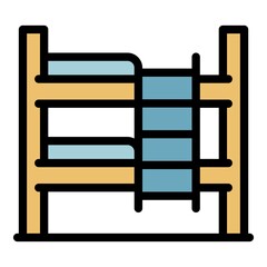 Poster - Bunk bed furniture icon. Outline bunk bed furniture vector icon color flat isolated
