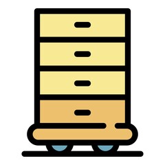 Poster - Kid room drawer icon. Outline kid room drawer vector icon color flat isolated