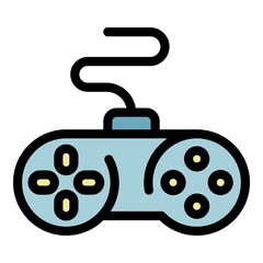 Poster - Video game joystick icon. Outline video game joystick vector icon color flat isolated