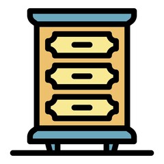 Poster - Wood room drawer icon. Outline wood room drawer vector icon color flat isolated