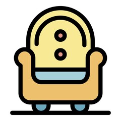 Poster - Kid room armchair icon. Outline kid room armchair vector icon color flat isolated