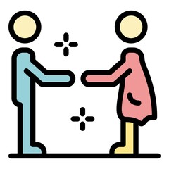 Poster - Social service help icon. Outline social service help vector icon color flat isolated
