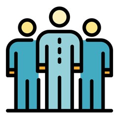 Sticker - Teamwork social service icon. Outline teamwork social service vector icon color flat isolated