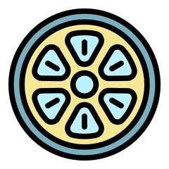 Poster - Film reel icon. Outline film reel vector icon color flat isolated