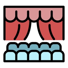 Poster - Theatre scene icon. Outline theatre scene vector icon color flat isolated