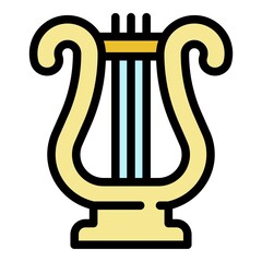 Poster - Musical harp icon. Outline musical harp vector icon color flat isolated
