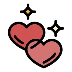 Poster - Love attachment icon. Outline love attachment vector icon color flat isolated
