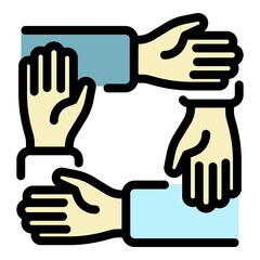 Poster - Teamwork handshake icon. Outline teamwork handshake vector icon color flat isolated
