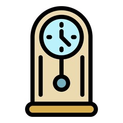 Poster - Time pendulum clock icon. Outline time pendulum clock vector icon color flat isolated