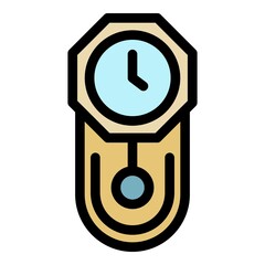Poster - Chalet pendulum clock icon. Outline chalet pendulum clock vector icon color flat isolated