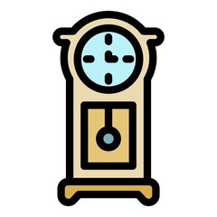 Poster - Hour pendulum clock icon. Outline hour pendulum clock vector icon color flat isolated