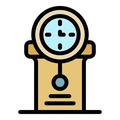 Poster - House pendulum clock icon. Outline house pendulum clock vector icon color flat isolated