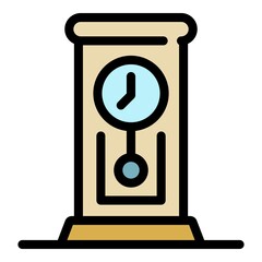 Poster - Retro pendulum clock icon. Outline retro pendulum clock vector icon color flat isolated