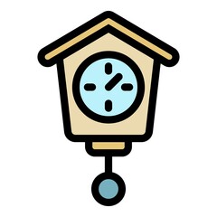 Poster - Vintage pendulum clock icon. Outline vintage pendulum clock vector icon color flat isolated