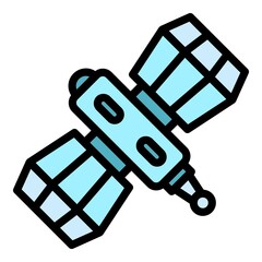Poster - Satellite icon. Outline satellite vector icon color flat isolated