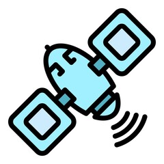 Poster - Internet satellite icon. Outline internet satellite vector icon color flat isolated