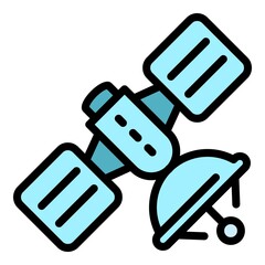 Poster - Signal satellite icon. Outline signal satellite vector icon color flat isolated