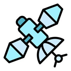 Poster - Cosmos satellite icon. Outline cosmos satellite vector icon color flat isolated