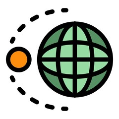 Poster - Earth moon gravity icon. Outline earth moon gravity vector icon color flat isolated