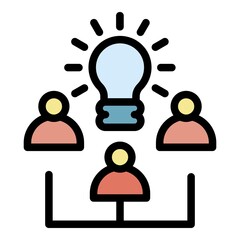 Poster - Group business training icon. Outline group business training vector icon color flat isolated