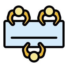 Poster - Conference room desktop icon. Outline conference room desktop vector icon color flat isolated