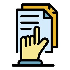 Poster - Business training document icon. Outline business training document vector icon color flat isolated