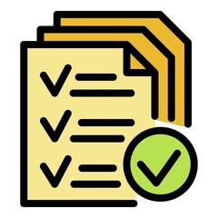 Poster - Approved company papers icon. Outline approved company papers vector icon color flat isolated