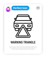 Wall Mural - Warning triangle on the road. Car accident. Modern vector illustration of reflection sign.