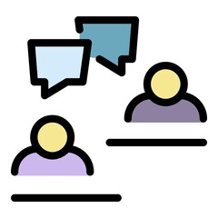 Poster - Business training chat icon. Outline business training chat vector icon color flat isolated