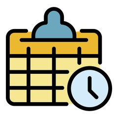 Poster - Business training calendar icon. Outline business training calendar vector icon color flat isolated