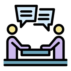 Poster - Business meeting icon. Outline business meeting vector icon color flat isolated