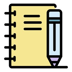 Poster - Notebook pencil icon. Outline notebook pencil vector icon color flat isolated