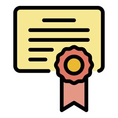 Poster - Business training diploma icon. Outline business training diploma vector icon color flat isolated