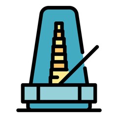 Poster - Mechanical metronome icon. Outline mechanical metronome vector icon color flat isolated