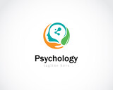 Fototapeta  - psychology logo science health care hand nature leave brain tech