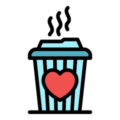 Poster - Hot french coffee cup icon. Outline hot french coffee cup vector icon color flat isolated