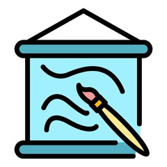 Poster - French paintbrush painting icon. Outline french paintbrush painting vector icon color flat isolated