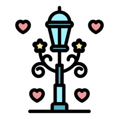 Poster - Retro french light pillar icon. Outline retro french light pillar vector icon color flat isolated