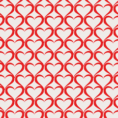 Poster - Red hearts vector seamless repeat pattern print on white background