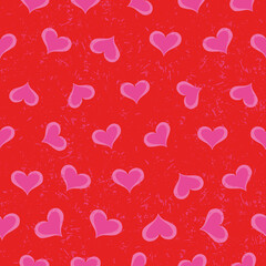 Poster - Pink and red hearts vector seamless repeat pattern print background
