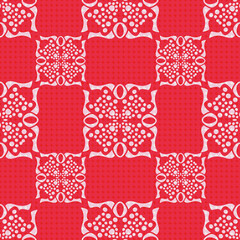 Poster - Abstract white and red vector repeat geometrical seamless pattern background