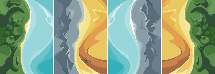 Wall Mural - collection of nature posters. placard designs in flat style.